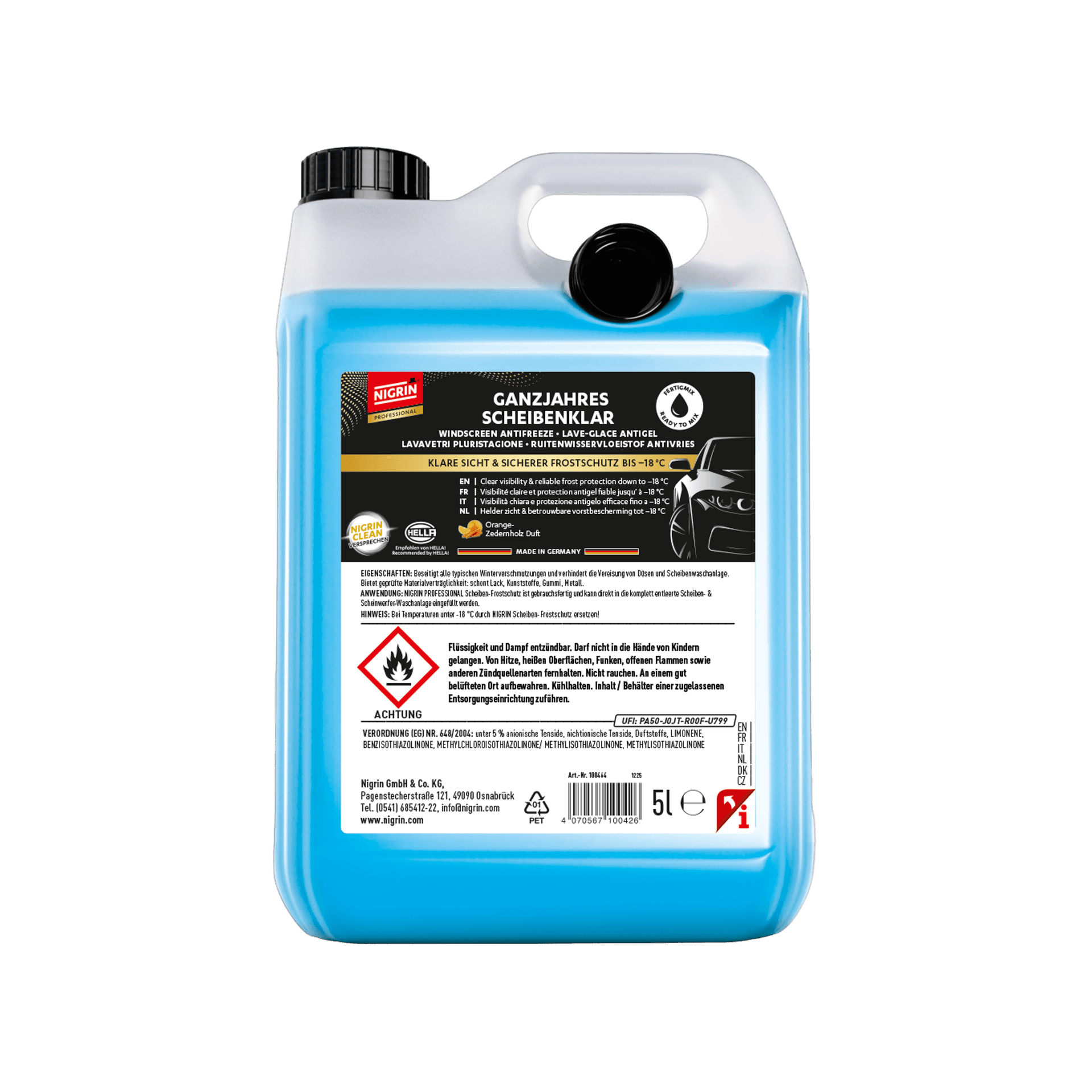 PROFESSIONAL All-Season Windshield Cleaner Ready-to-Use -18 °C 5 L
