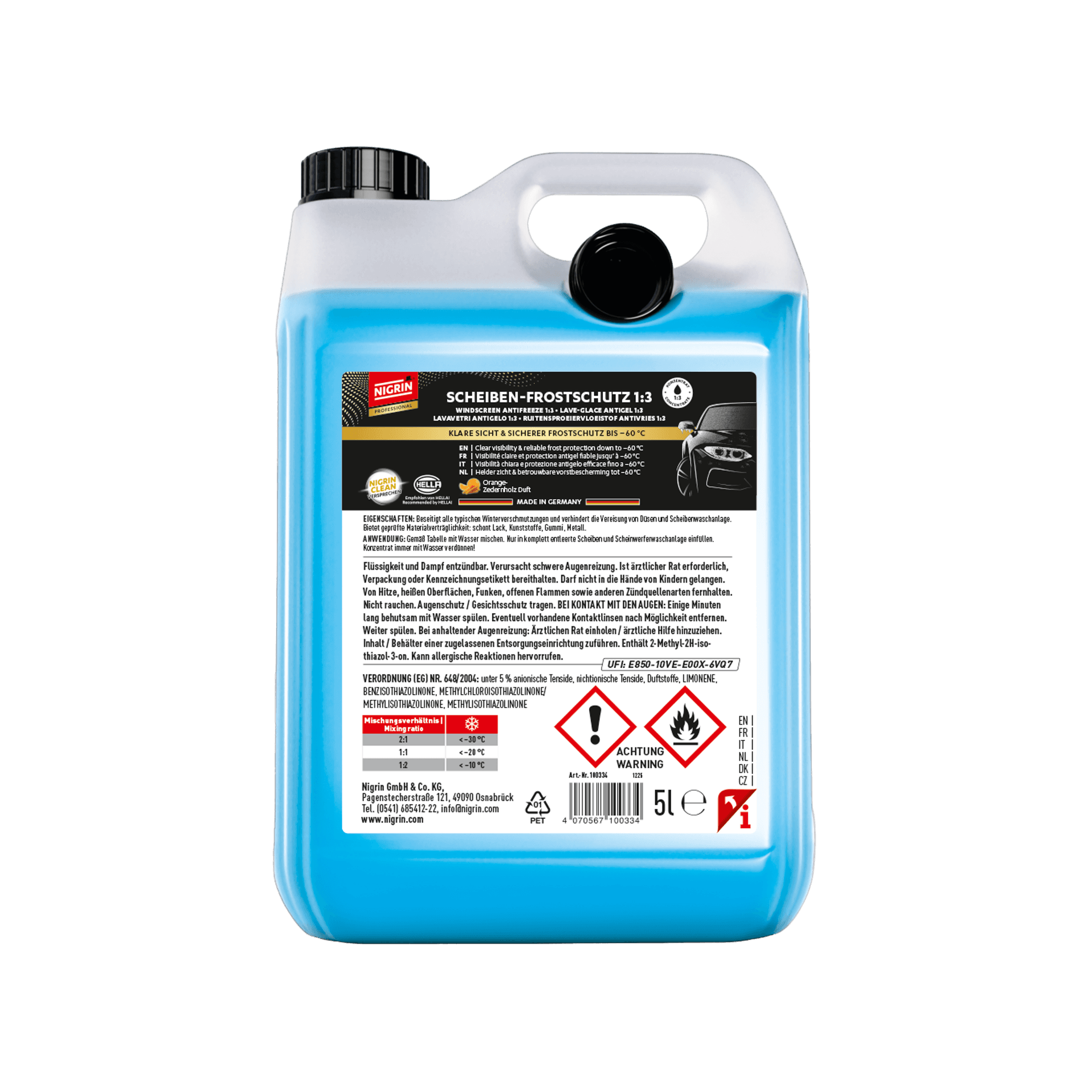 PROFESSIONAL Antifreeze + Windshield Cleaner Concentrate -60°C 5 L