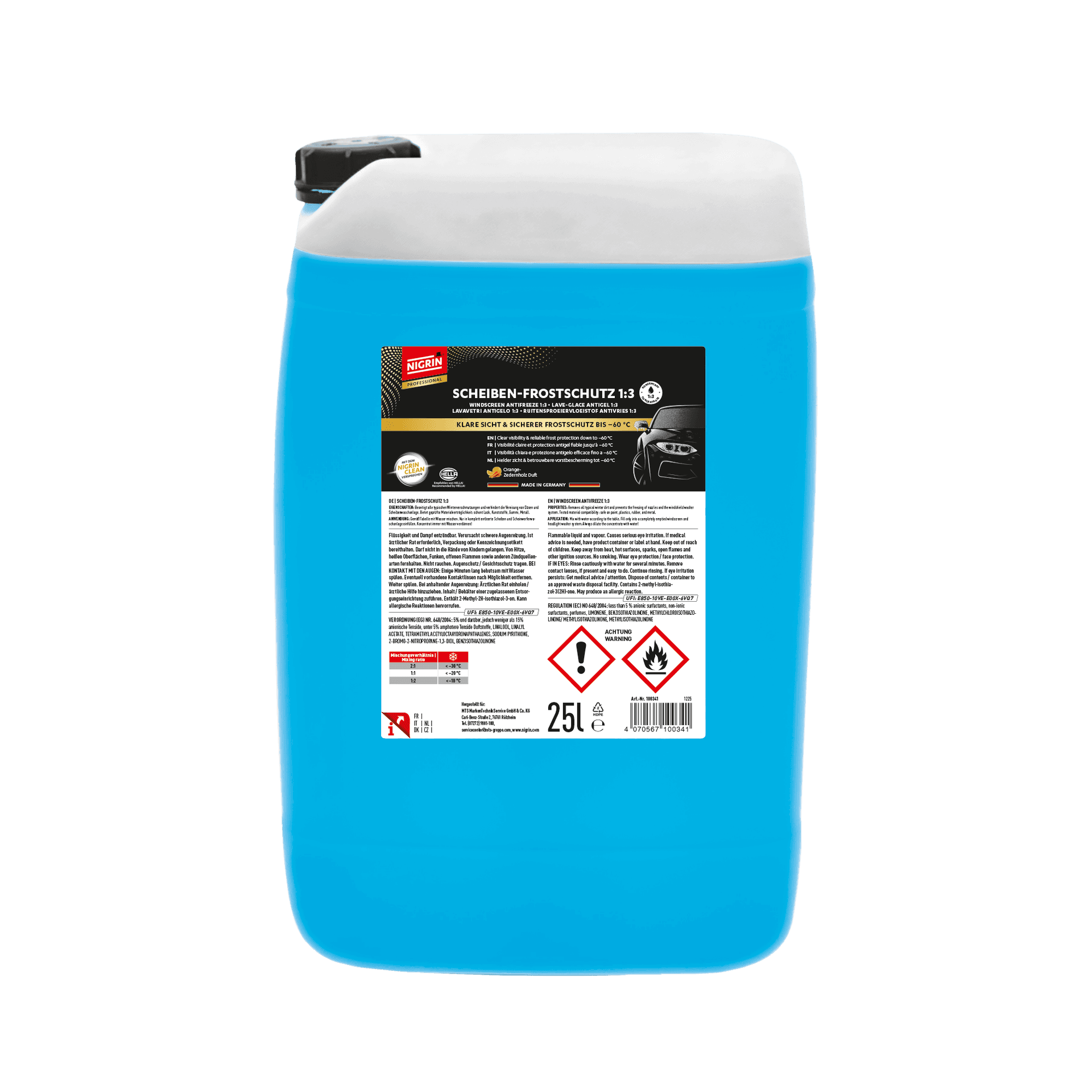 PROFESSIONAL Antifrost + Scheibenklar Konzentrat -60°C 25 l