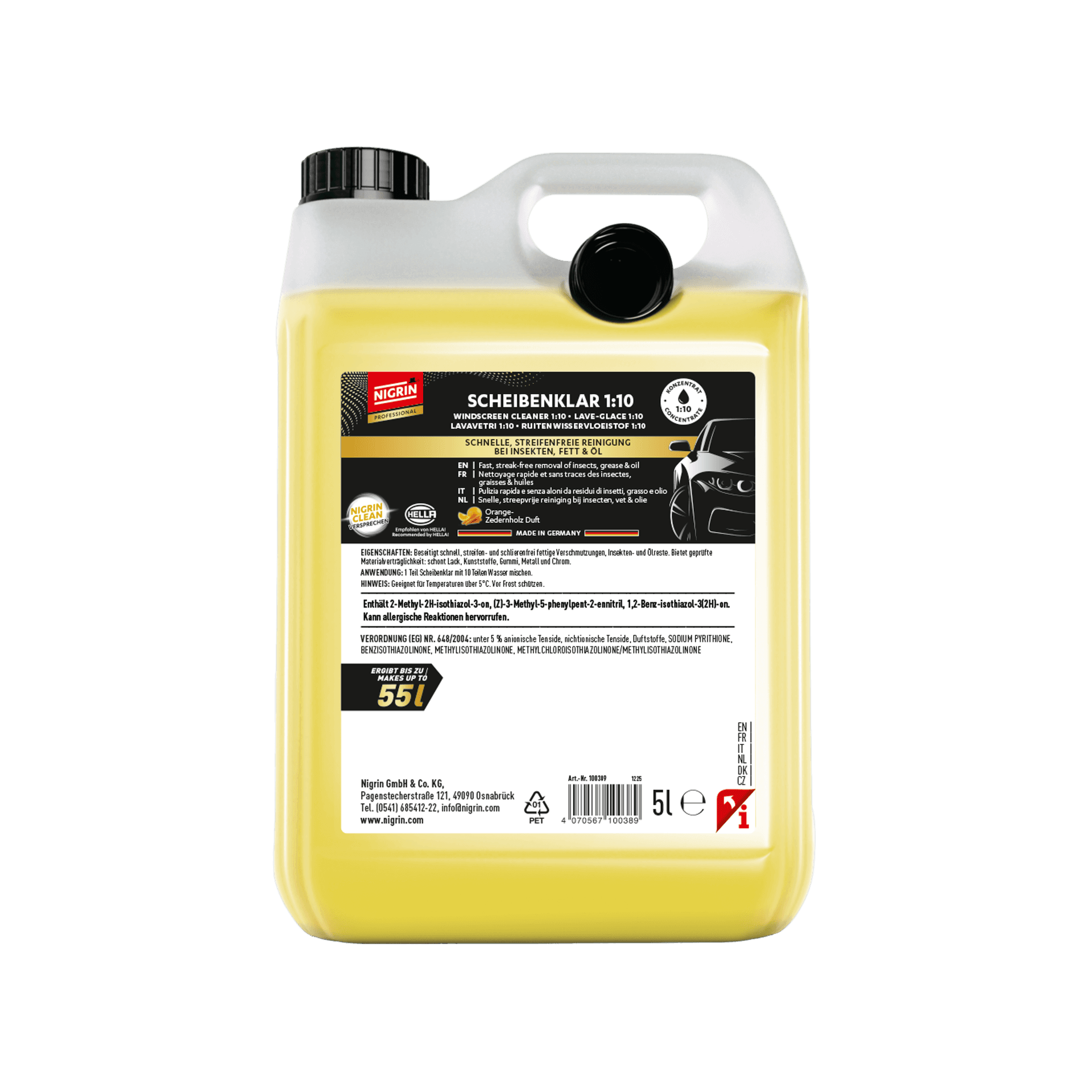 PROFESSIONAL Windshield Cleaner Summer Concentrate 1:10 5 L