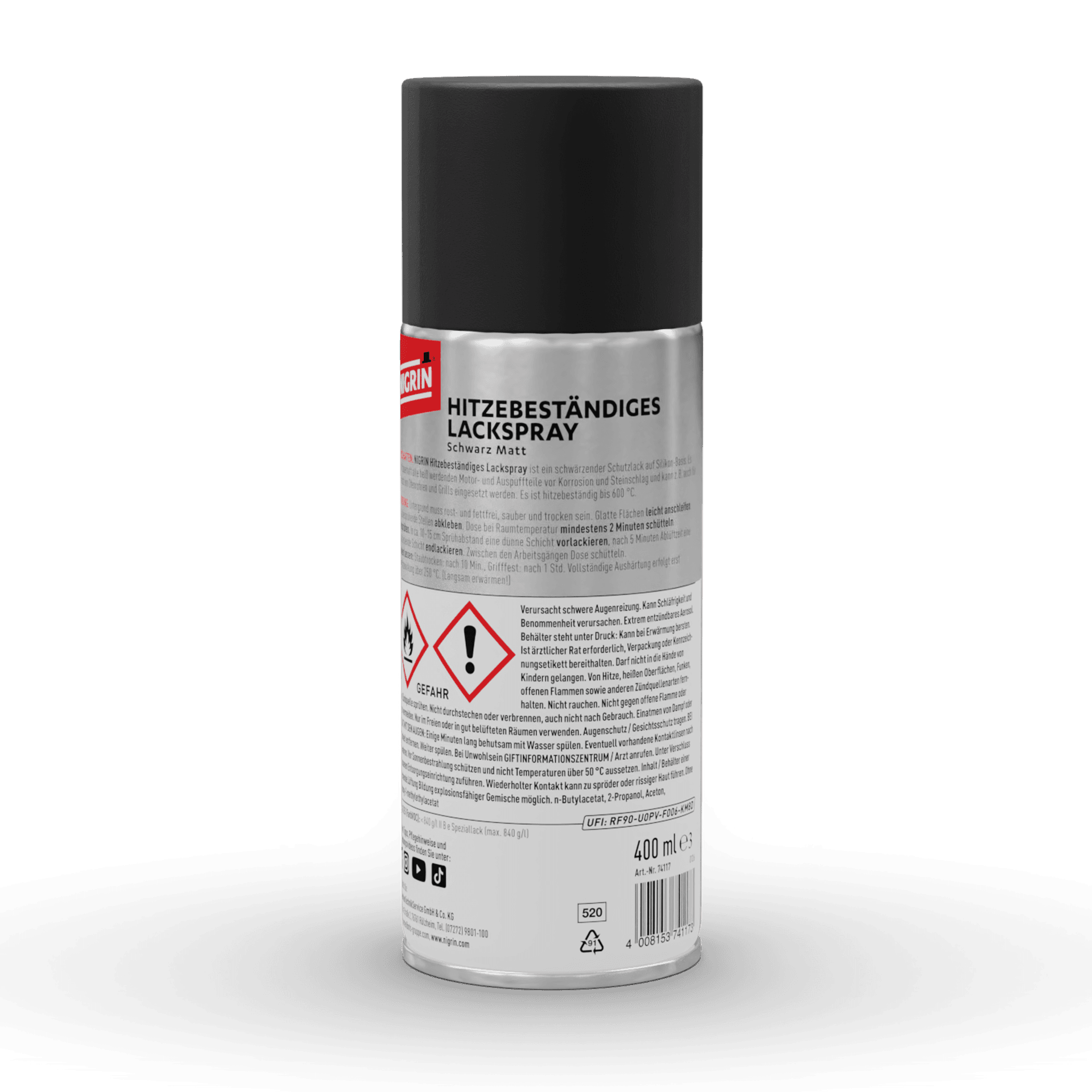 Hitzebeständiges Lackspray schwarz matt 400 ml