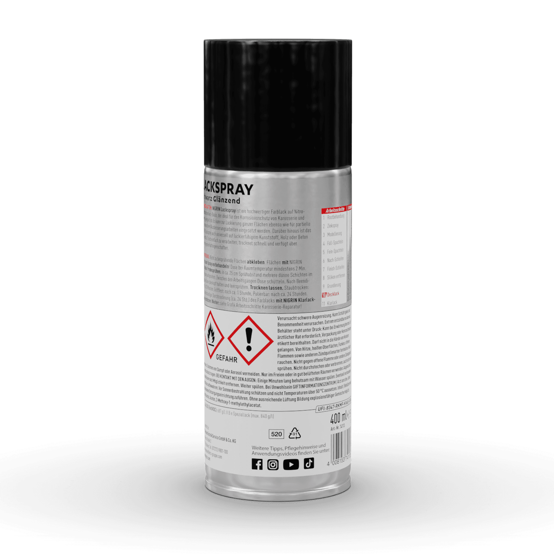 Lackspray schwarz glänzend 400 ml