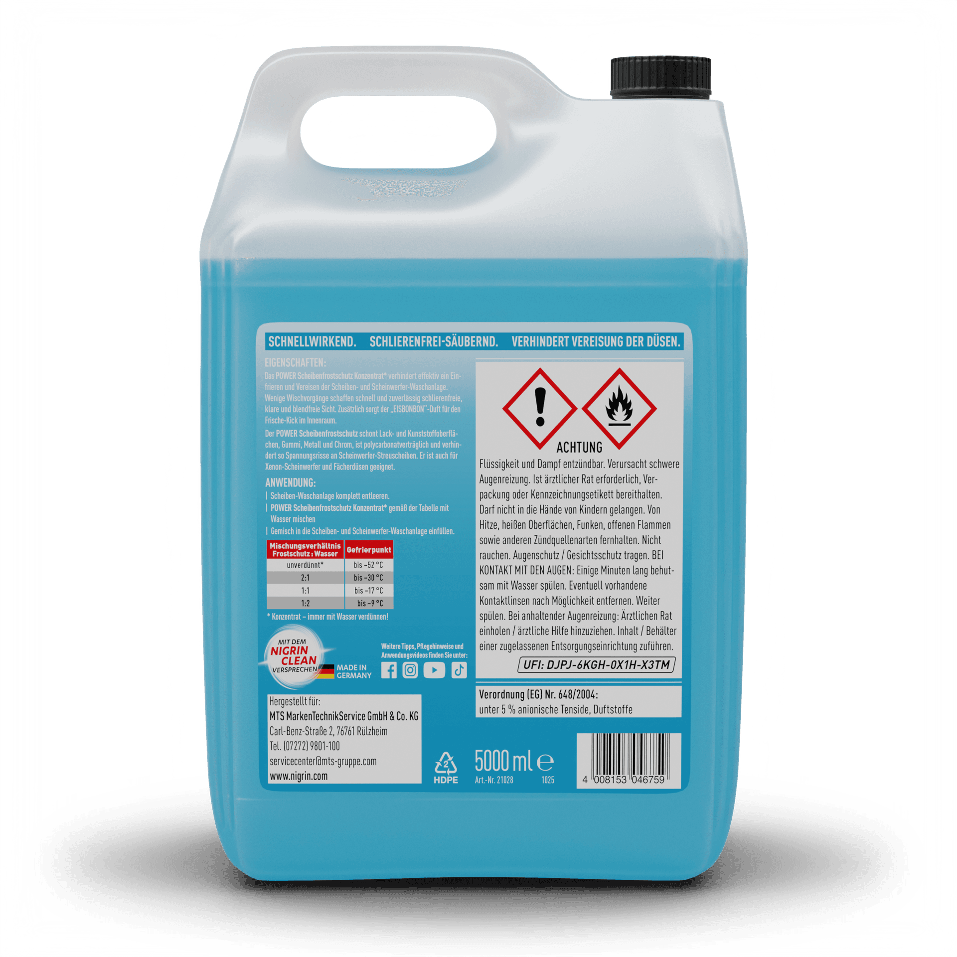 POWER Scheibenfrostschutz Konzentrat 1:2 Fresh Glacier Breeze -52 °C 5000 ml